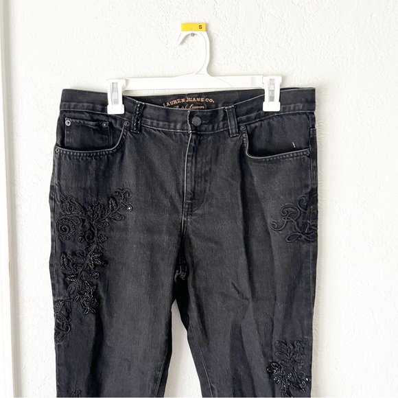Lauren Jeans Co. Jeans Women's 12P Petite Black Beaded Embroidered - Picture 2 of 8
